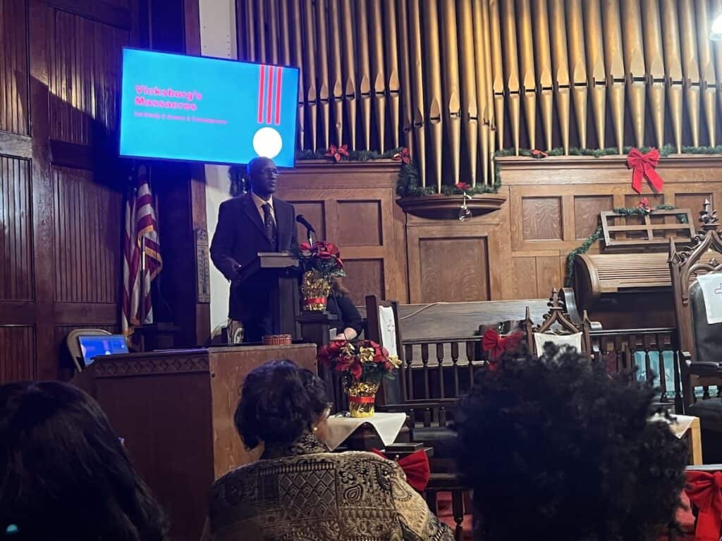 Dr. Albert Dorsey lecturing at Bethel AME Church