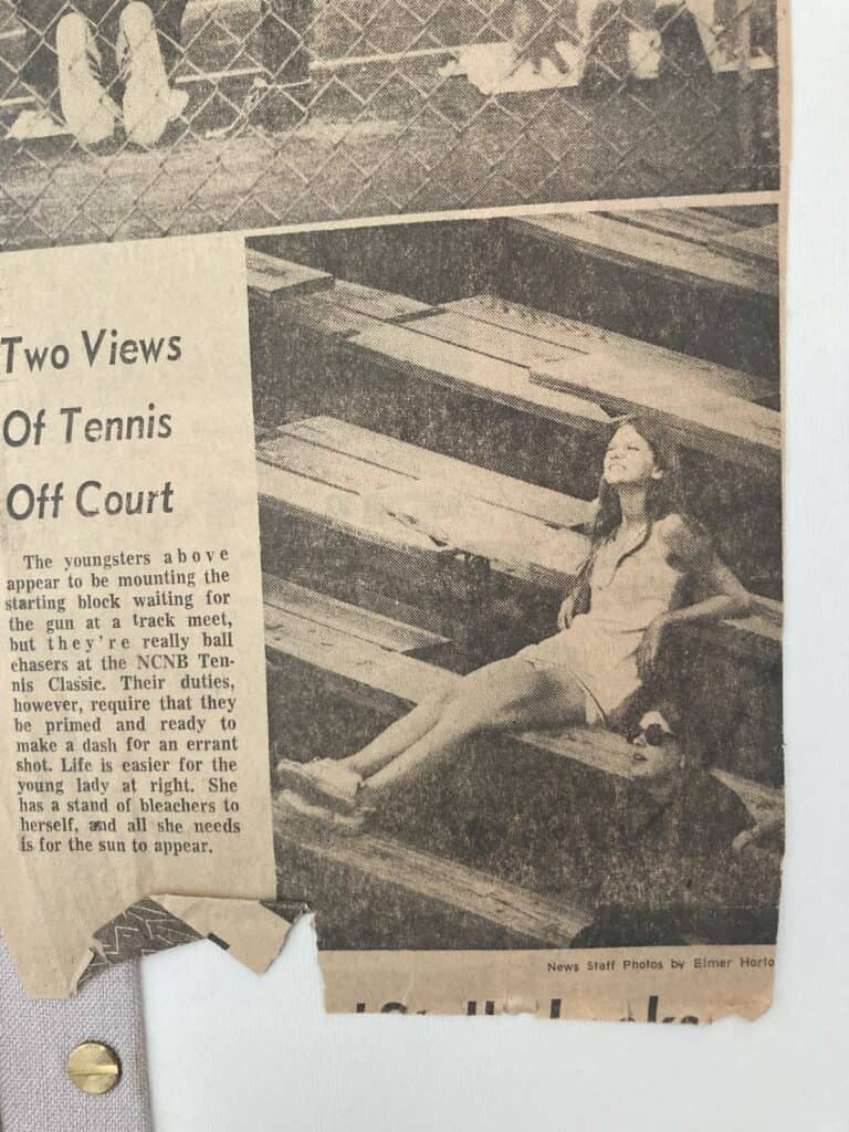 During my time when I had a tennis role model: me as a teenager on the bleachers of a tennis stadium squinting up at the sky, hoping for sunshine. 