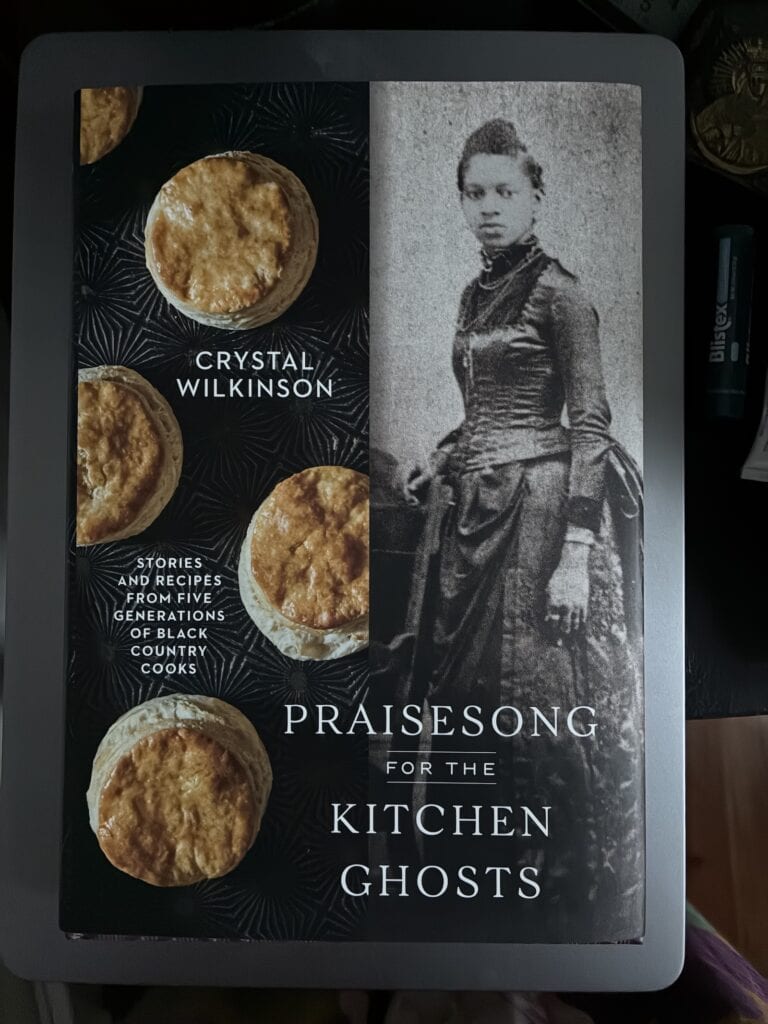 Sepia-toned cover of book with four tan photos of dishes. Stories and recipes from five generations of Black country cooks. 
