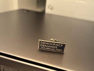  Lapel Pin of the MPA at the Ida B. Wells induction: Democracy Demands Journalism 